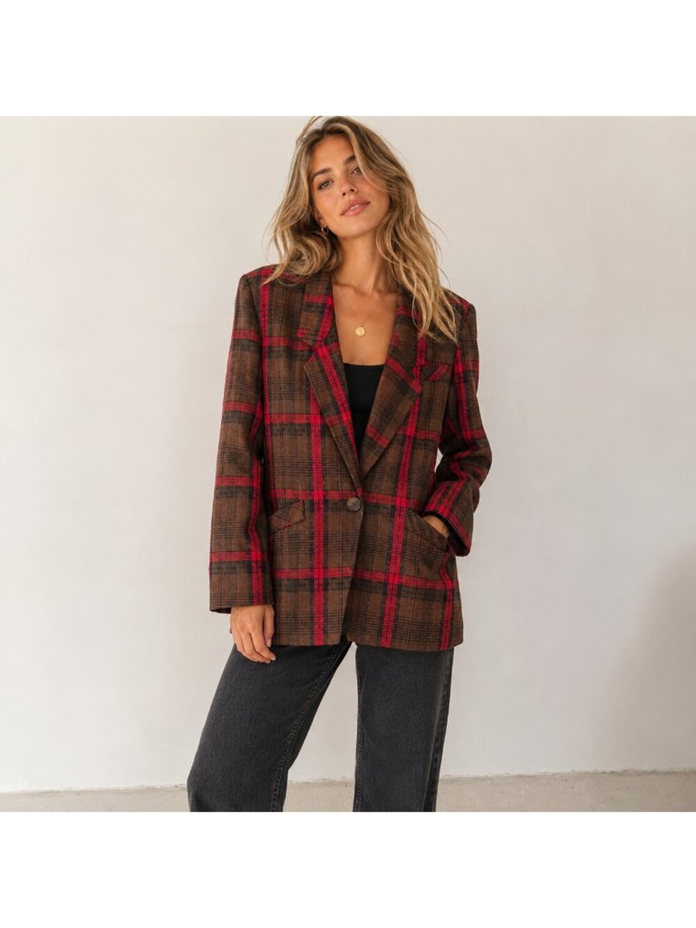 Vintage Hunder Bird 100% Linen Plaid Balzer 38/M